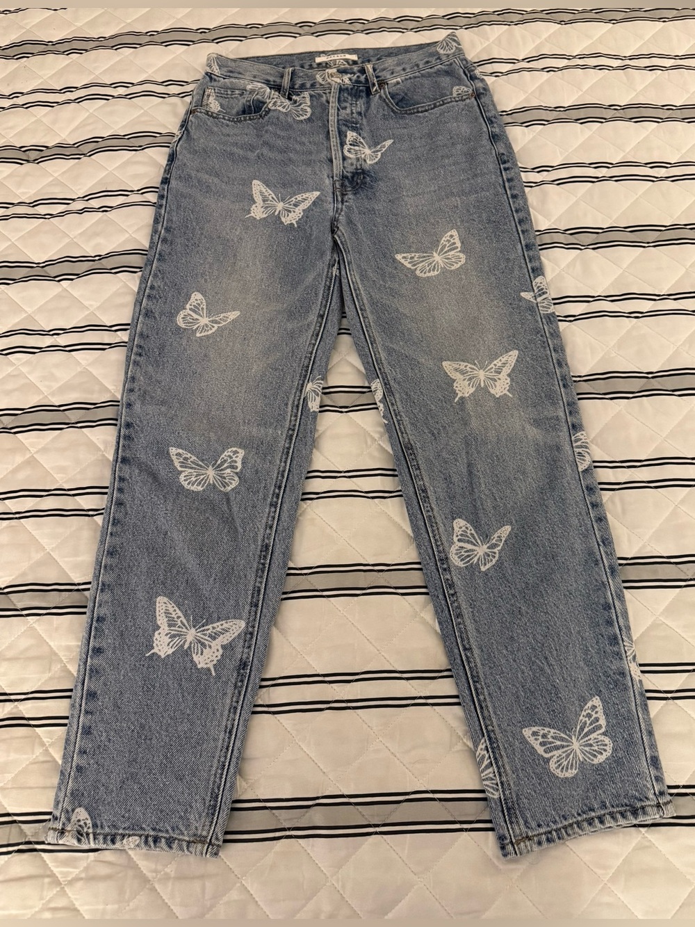 PACSUN Butterfly Graphic Print Women’s Jeans Size 26 Ultra High Rise Slim